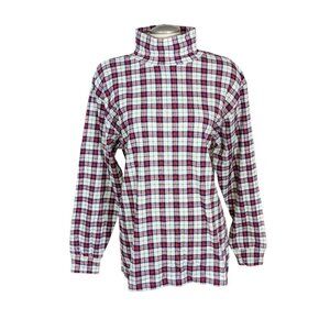 Vintage Signatures by Northern Isles Womens XL Turtleneck Top Plaid Check Cotton